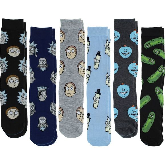 Rick and Morty Men's Casual Crew Socks, 6-Pack, Size 8-12 - Picture 1 of 8
